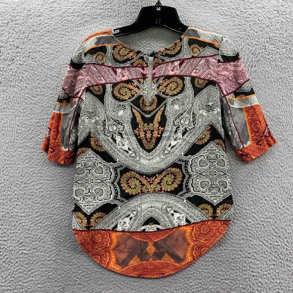 TWELFTH STREET by Cynthia Vincent Blouse Womens Petite Top Paisley - Picture 2 of 8